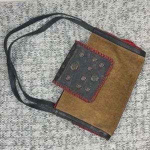 VINTAGE CHICOS Unique Embellished Suede Boho Bag